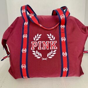 PINK Victoria's Secret Maroon Tote with Red and Navy Accents